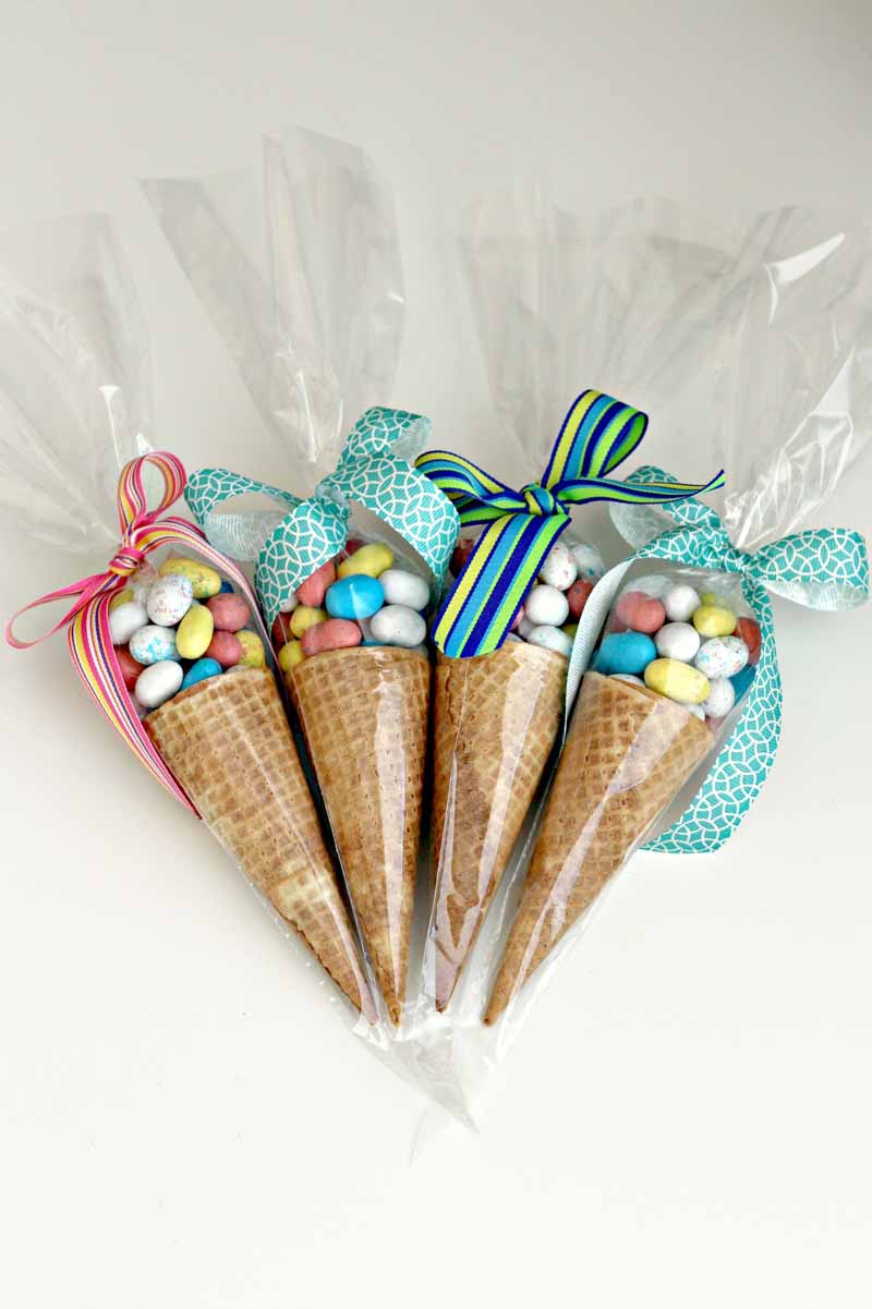 jelly bean filled waffle cone DIY for simple gift ideas