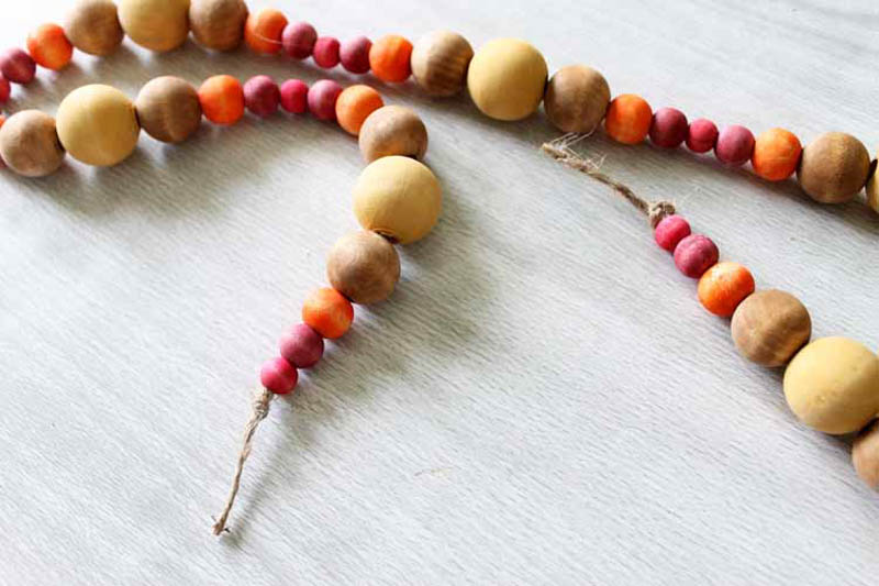 autumnal colored wooden ball garland