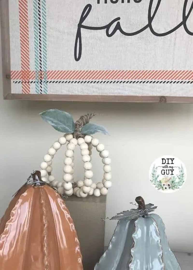 farmhouse style fall wood bead pumpkin decoration