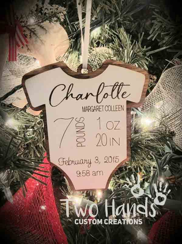 birth announcement ornament for baby's first christmas