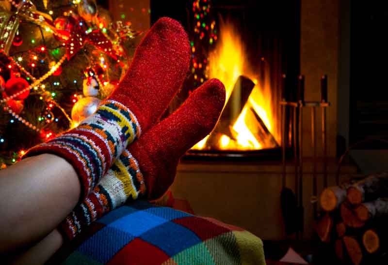 self care by the fireplace