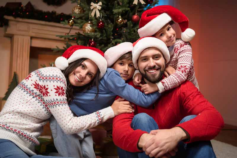 family at christmas time