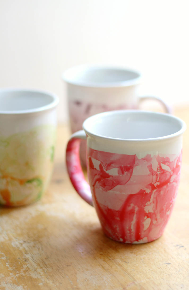nail polish marble mugs using Dollar Tree cups