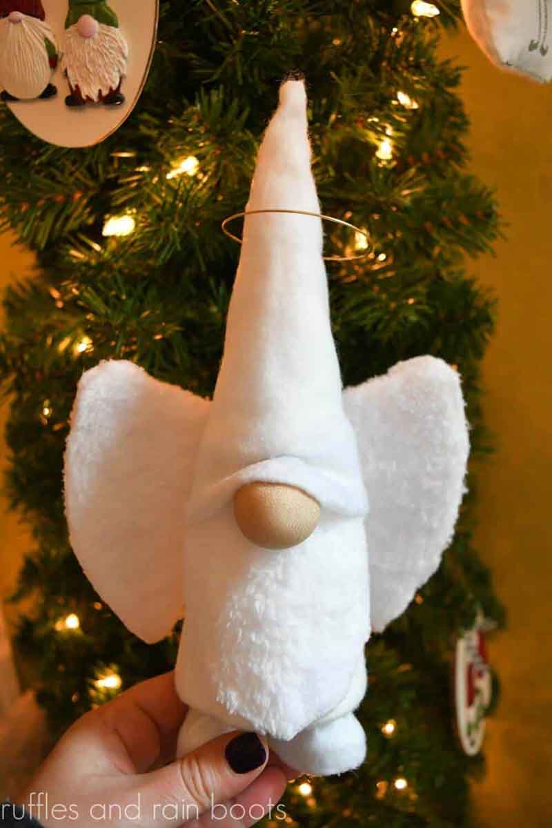 an angel themed white gnome for gifting
