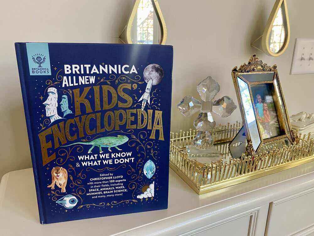 kid's britannica book sitting on a shelf