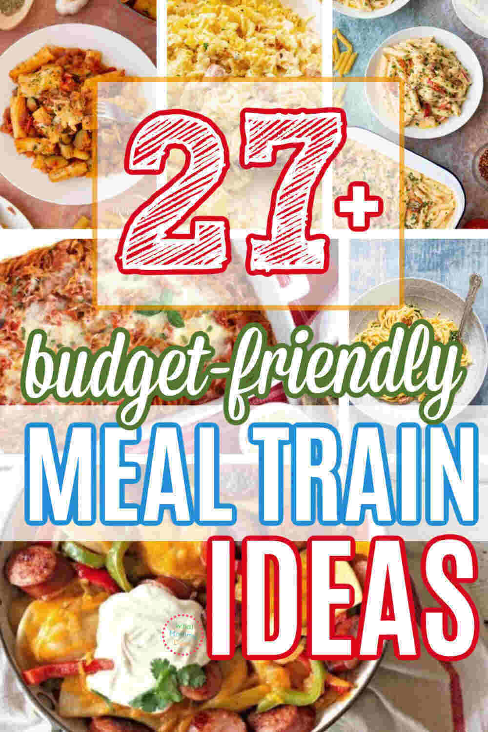 collage of budget friendly meal train ideas