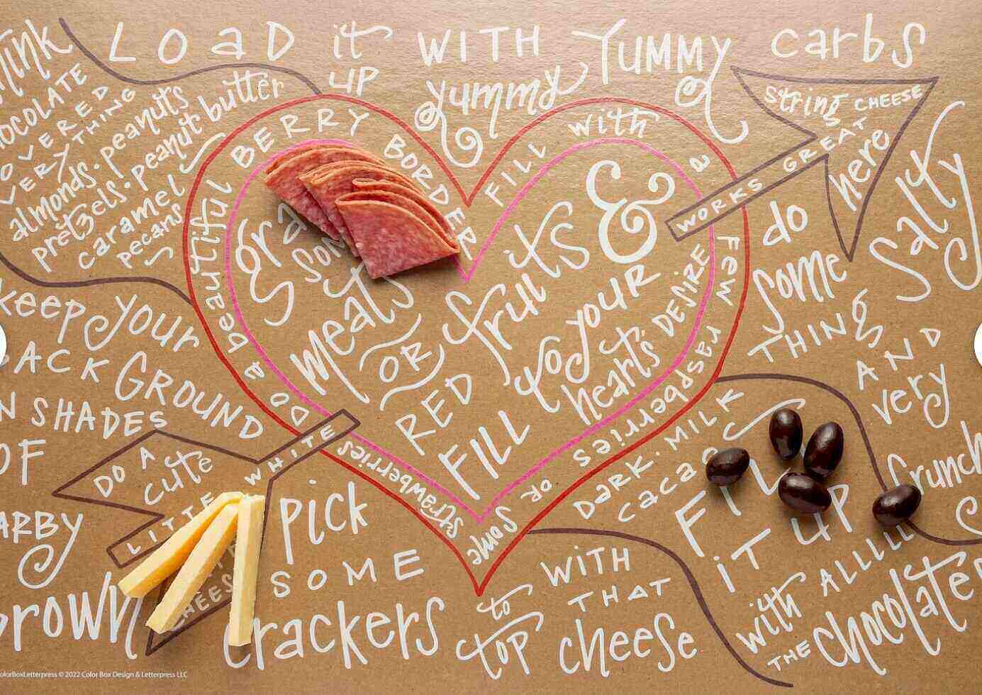 charcuterie board outline on butcher paper
