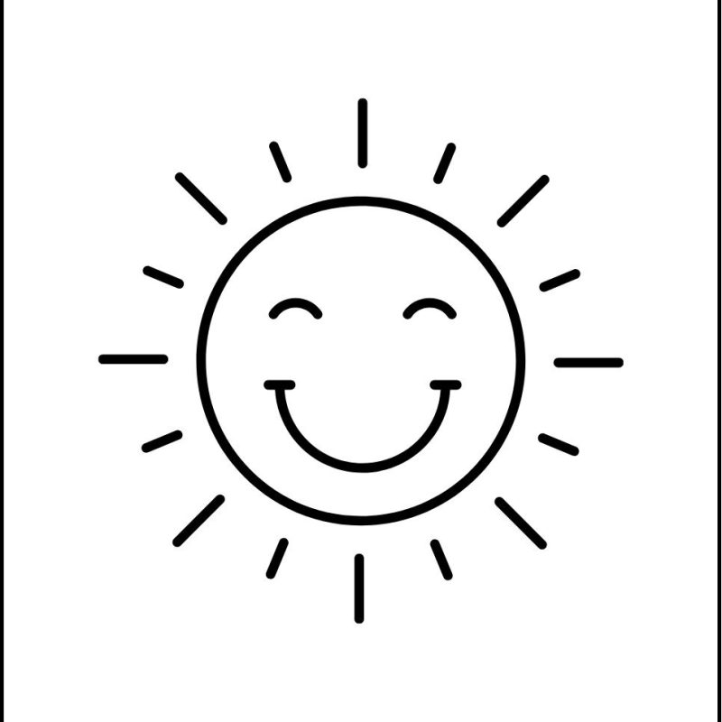 Smiling Sun Coloring Page to Print