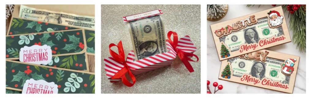 collage of 3 money gifts