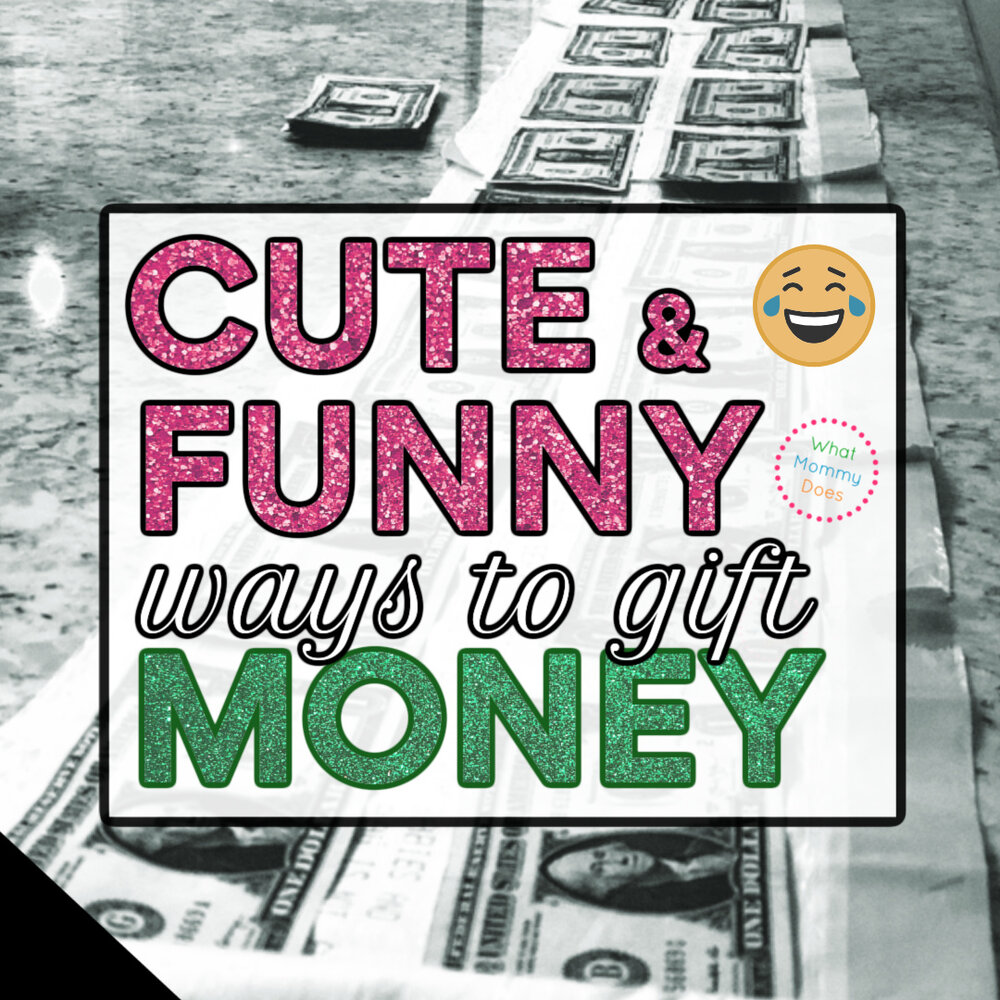 roll of trash bags lined with dollar bills for a money gift with the overlaid text "cute & funny ways to give money as a gift"